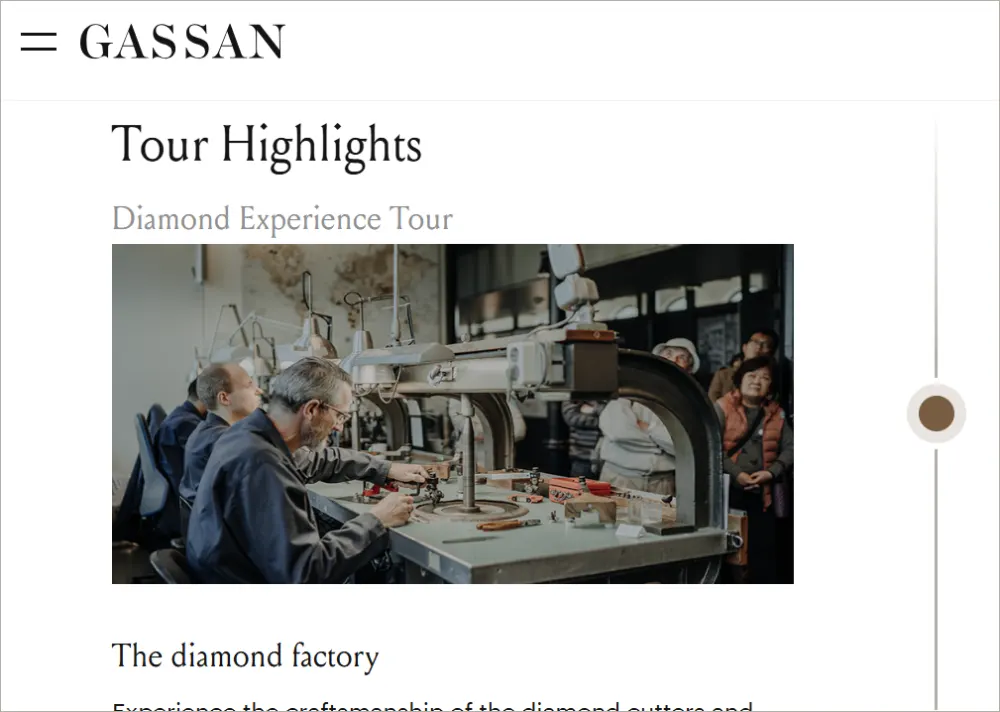 Gratis guidad rundvandring hos Gassan i Amsterdam i eras diamantfabrik.